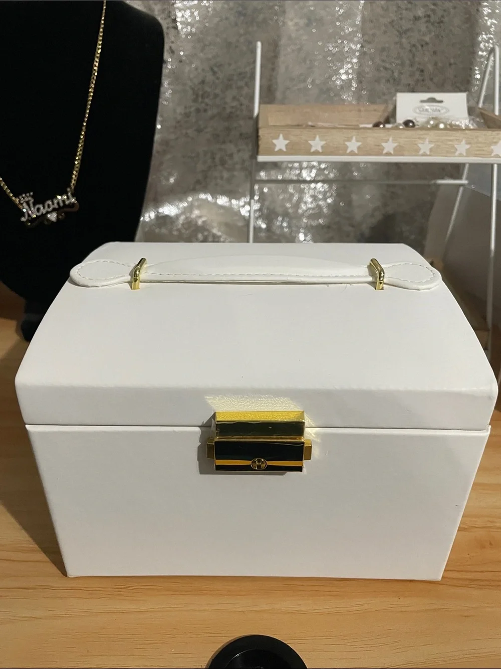 White Jewelry Box with Gold Hardware - Women Accessories